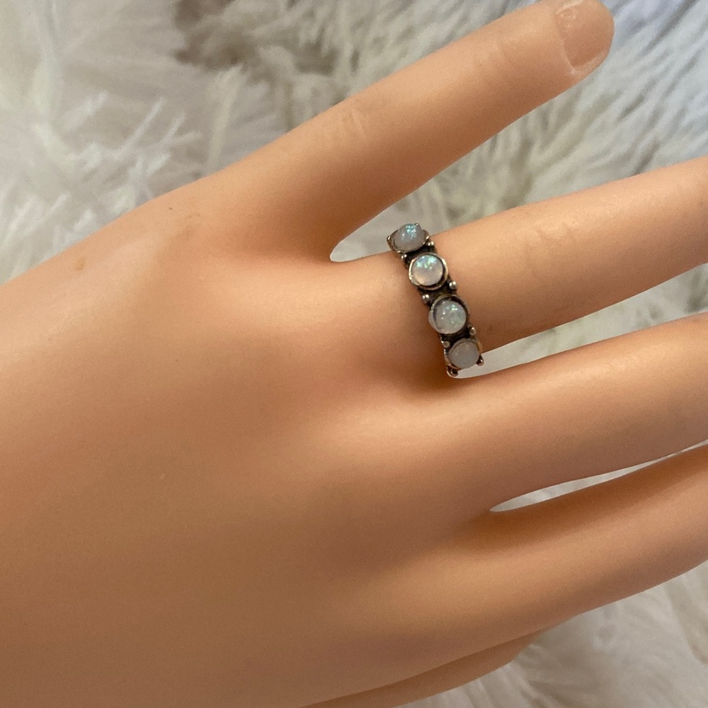 Elegant Silver Fire Opal Ring - image 3